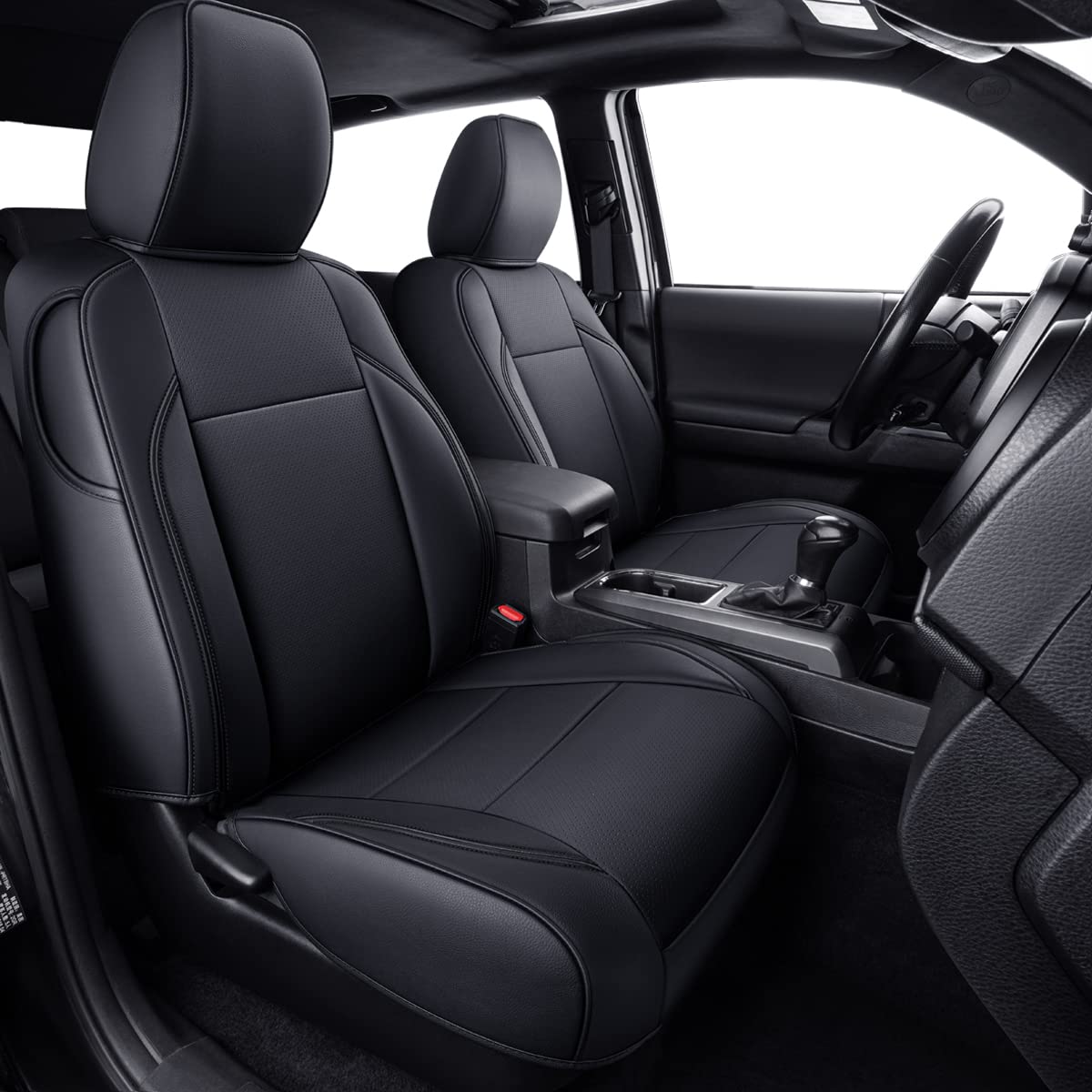 Luckyman Club 2 Front Tacoma Seat Covers Custom Fit 2016-2023 Tacoma Crew Cab And Extended Cab (Black 2 Pcs)