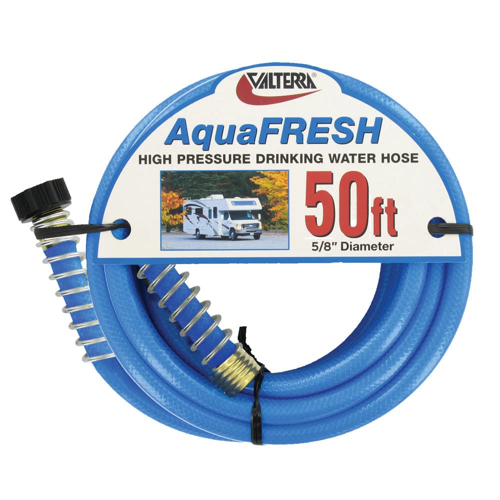 Valterra AquaFresh High Pressure Drinking Water Hose, Water Hose Hookup for RV - 5/8 x 25, Blue