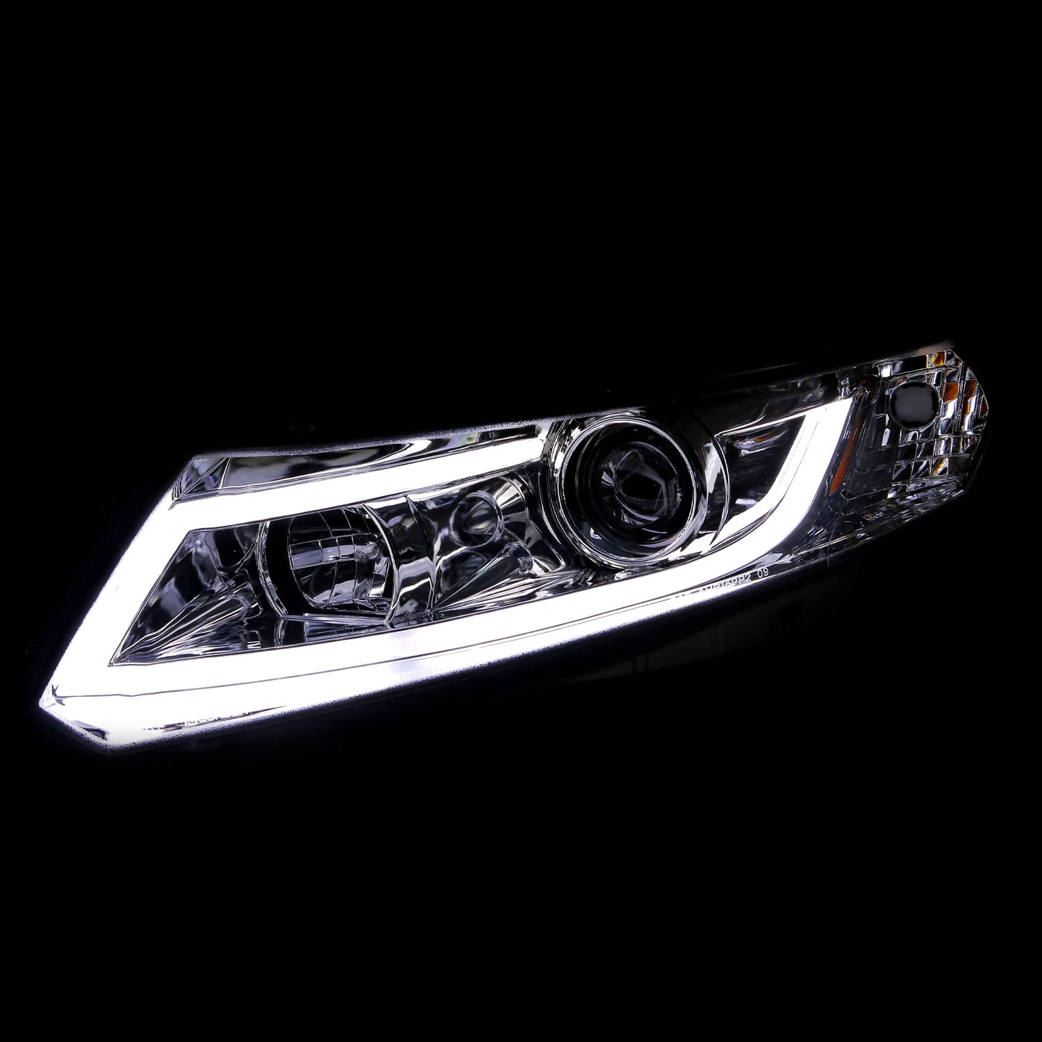 Spec-D Tuning Chrome Housing Clear Lens Projector Headlights W/New LED Light Bar Compatible with 2012-2015 Honda Civic 4dr Sedan