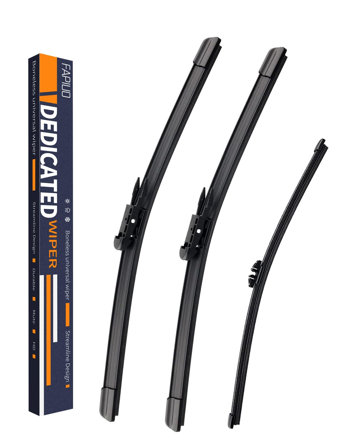 Replacement For Ford Explorer 2011-2020 Silent Wipers -Fapiuo Front And Rear Windshield Pinch Tab Wipers 26''/22''+11'' Full Bla