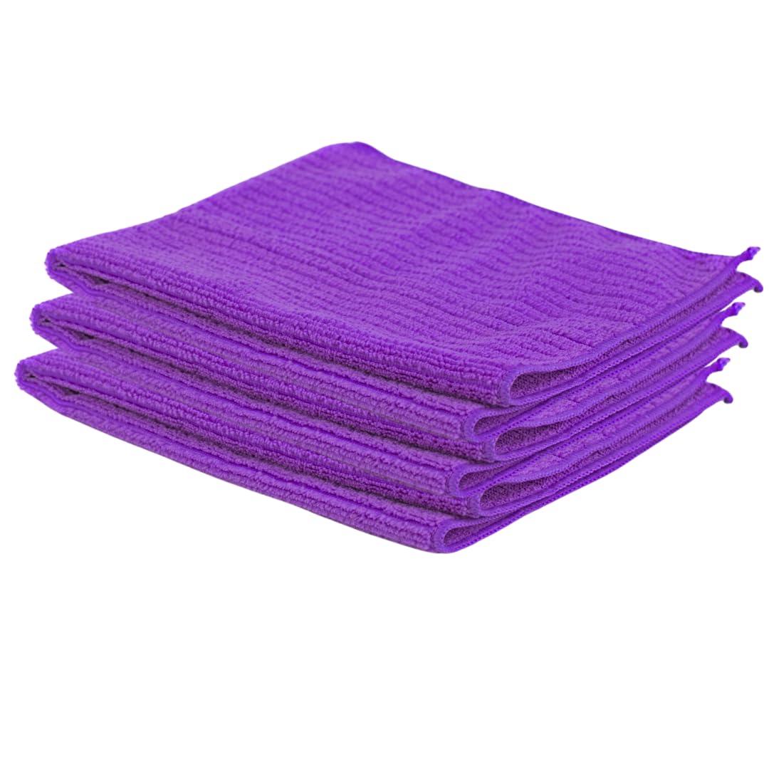 Embuer Microfiber Cloth  3 pcs  40x40 cms  350 GSM Purple! Thick Lint & StreakFree Multipurpose Cloths  Automotive Microfib
