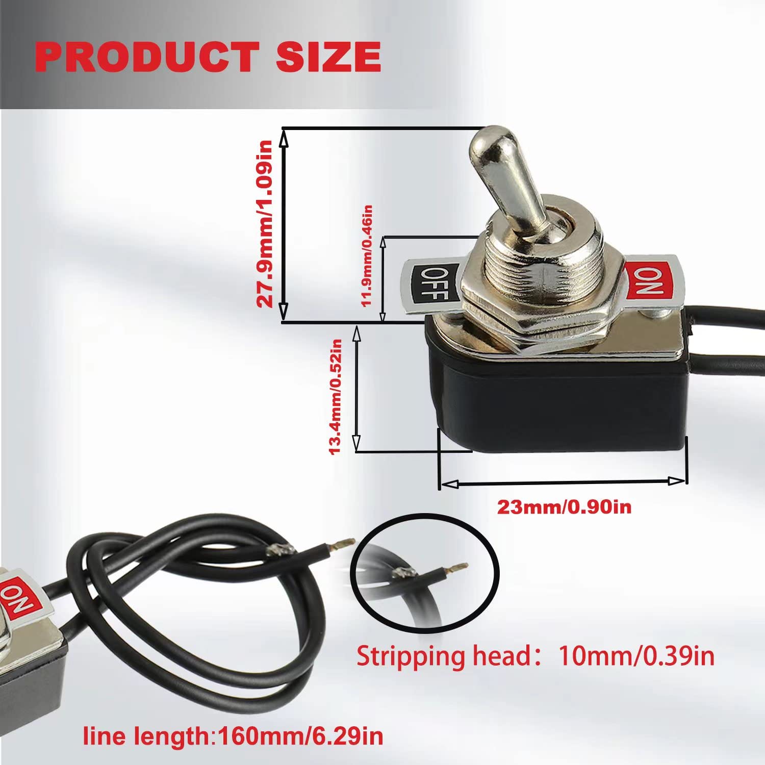 HUAREW Heavy Duty Toggle Switch SPST 2 Pin ON/Off Rocker Toggle Switch 6A/125V 3A/250V for Car Truck Boat Marine Black Shell(1PC