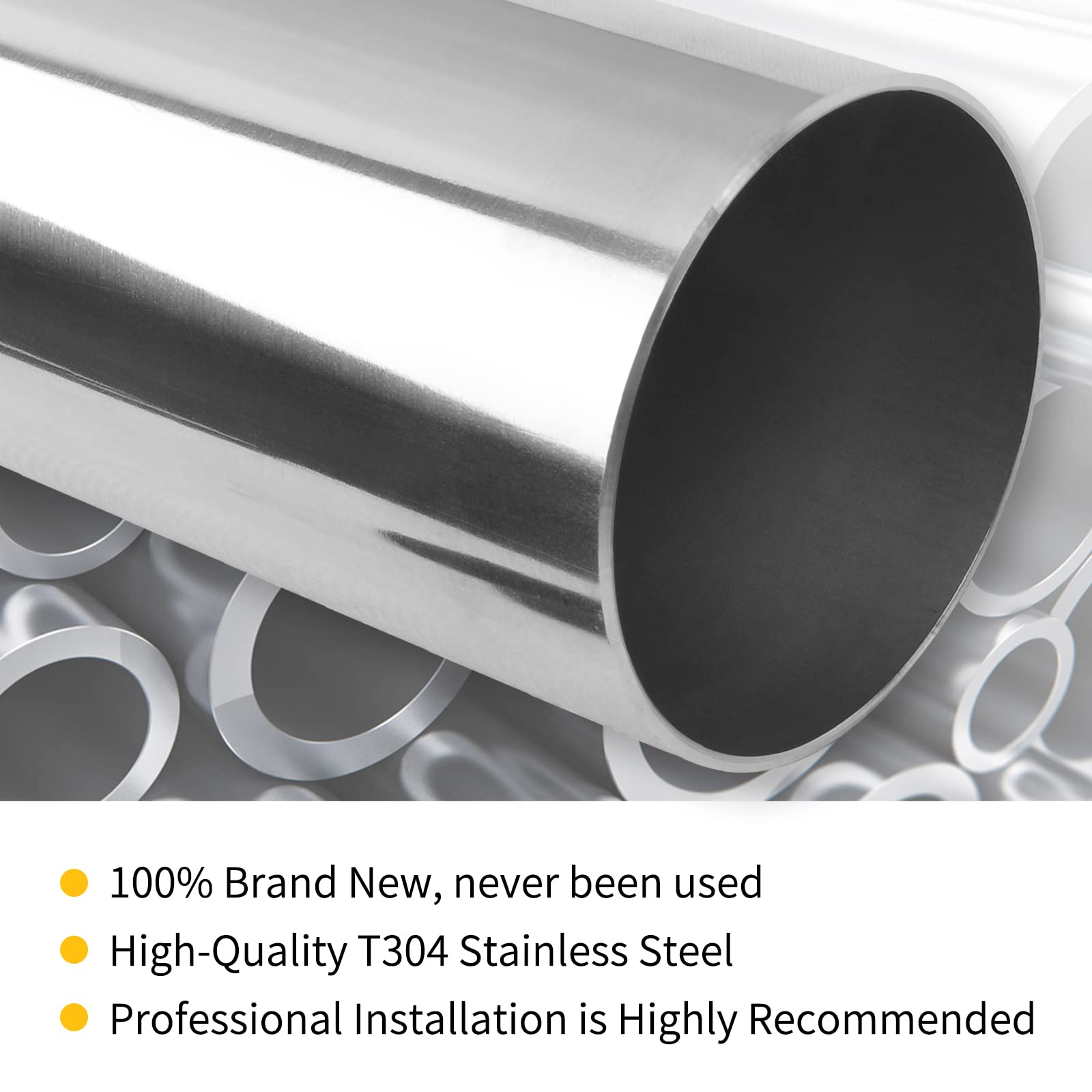 Fgjqefg 2 Inch Straight Diy Custom Mandrel Exhaust Pipe Tube Pipe, 30 Inch Length, 2'' Od Mandrel Straight Pipe, T304 Stainless Steel, Universal Fitment - 2Pcs