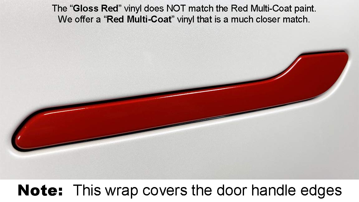 Custom Cut Graphics Full Door Handle Wrap - Vinyl, Full Wrap, Gloss Red for Tesla Model 3/Y, Model 3HANDLE-FULL