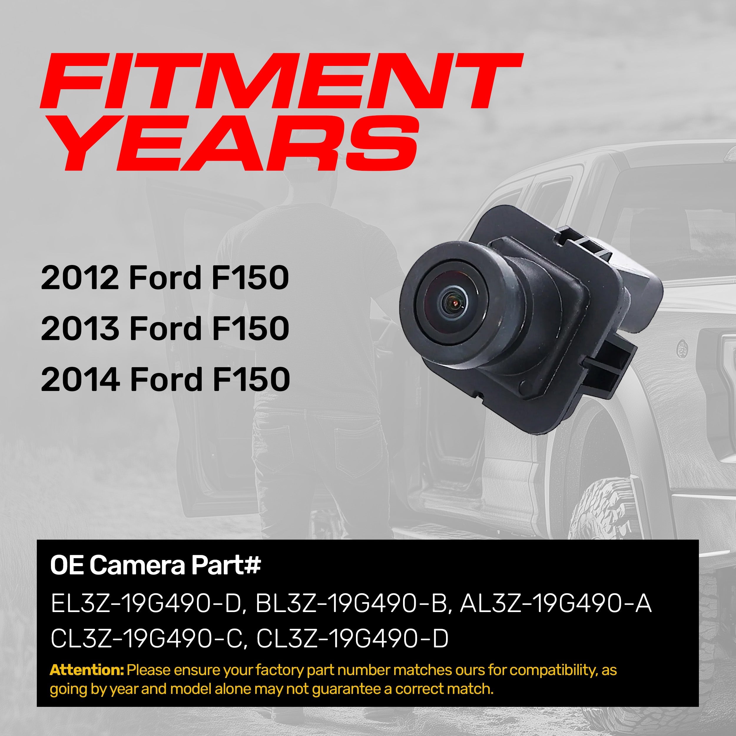 Ford F150 (2012-2014) OEM Replacement Backup Camera OE Part # EL3Z-19G490-D, BL3Z-19G490-B, AL3Z-19G490-A, CL3Z-19G490-C, CL3Z-19G490-D