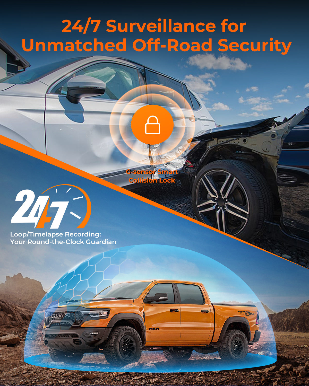 The Legend 2CH Waterproof Mirror Dash Cam, 4K+2.5K
