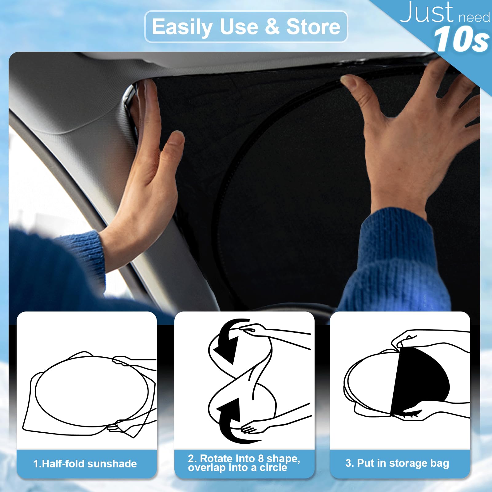 Foldable Windshield Sun Shades For 2021-2023 Nissan Frontier, Sunshade Cover Protector Custom Fit Nissan Xterra Armada Reflector