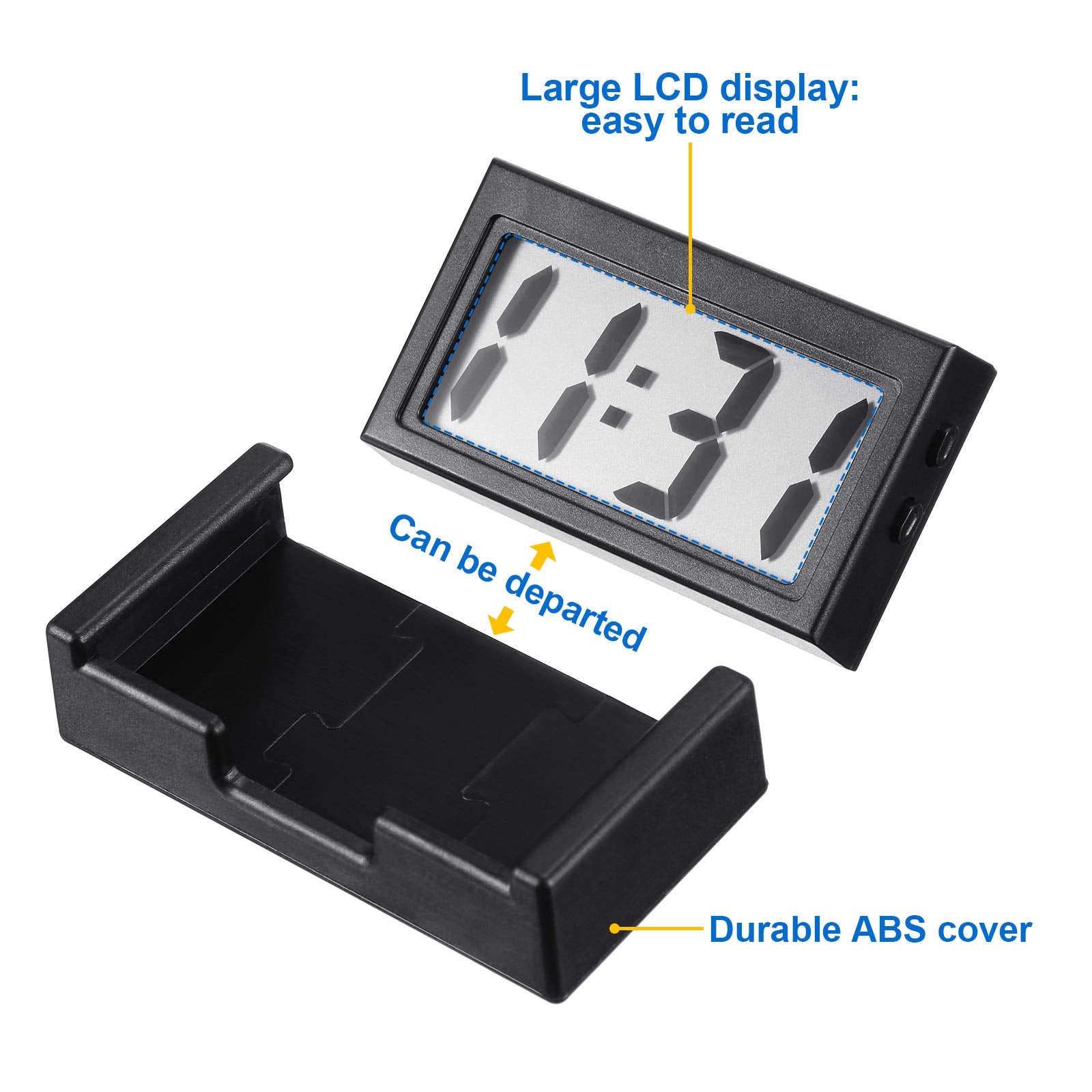 Frienda Mini Digital Clock Small Magnetic Clock Car Dashboard Clock Stick on Clock Self Adhesive Bracket Digital Clock Battery O