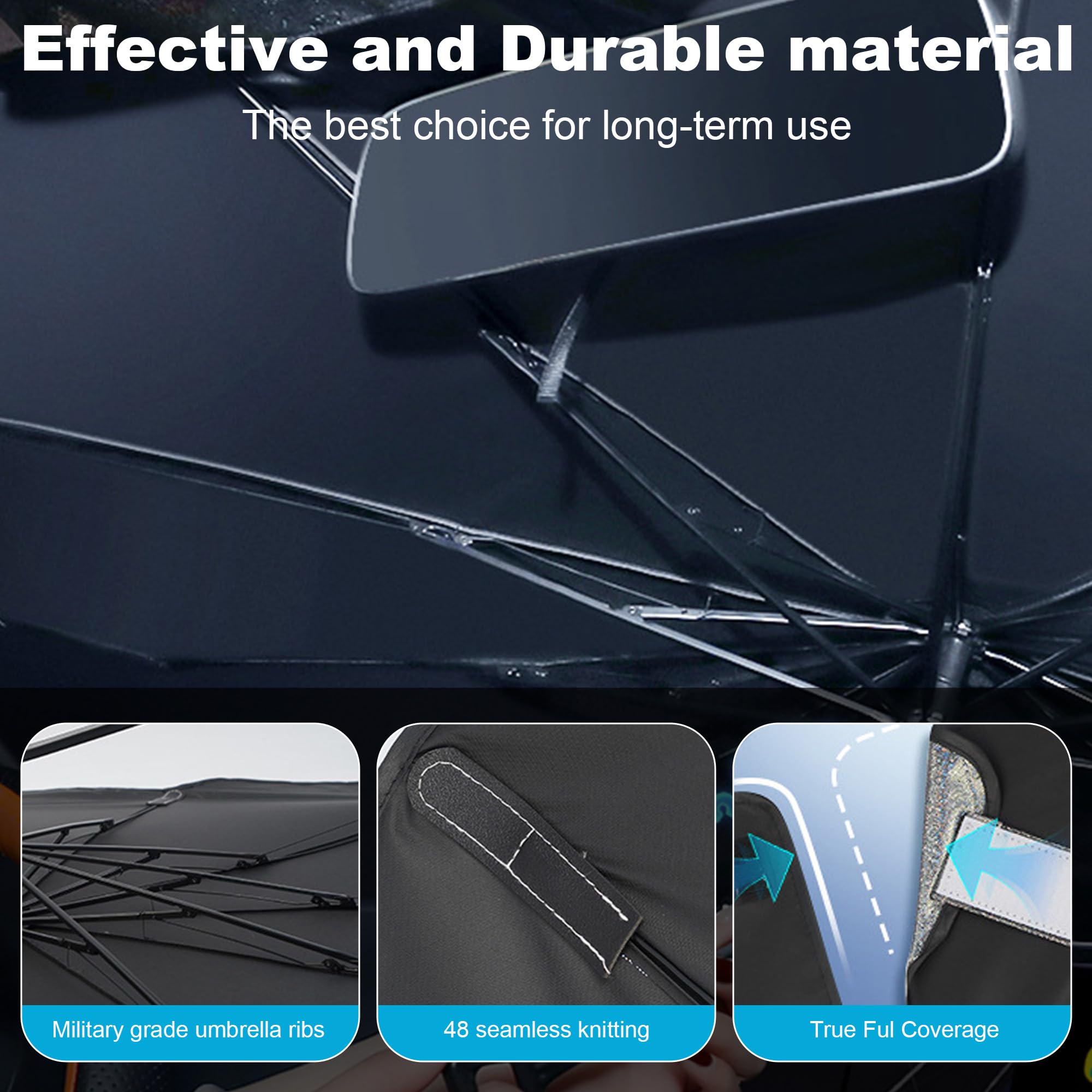 Windshield Sun Shade Umbrella, Portable Foldable, Spring Structure Wind Shield, Front Window Sunshade, Protect from Sun Rays Car