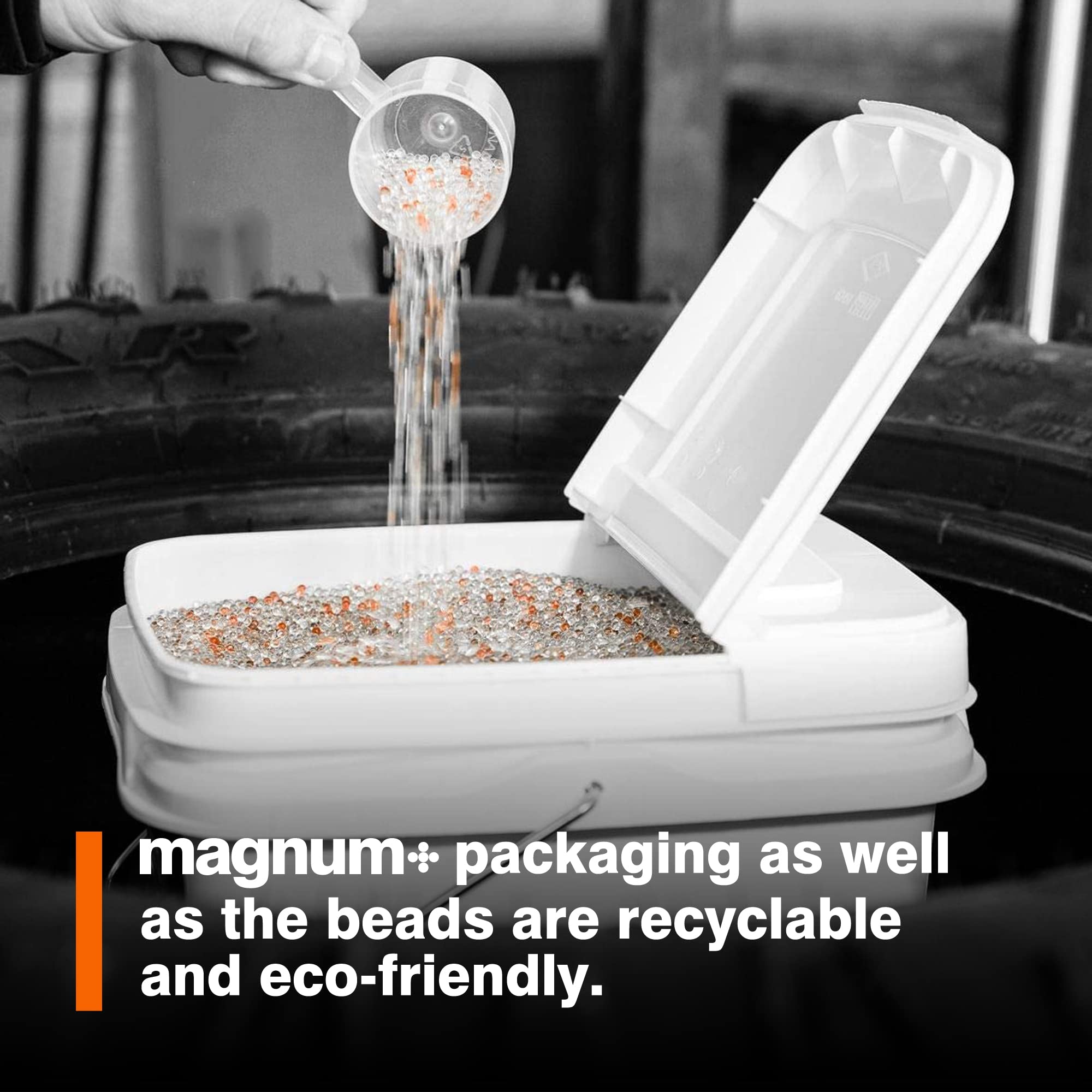 Magnum+ Tire Balancing Beads, TPMS Compatible, Glass, 17.6 LB Bulk Tub, Ideal for Trucks & Off-Road Vehicles