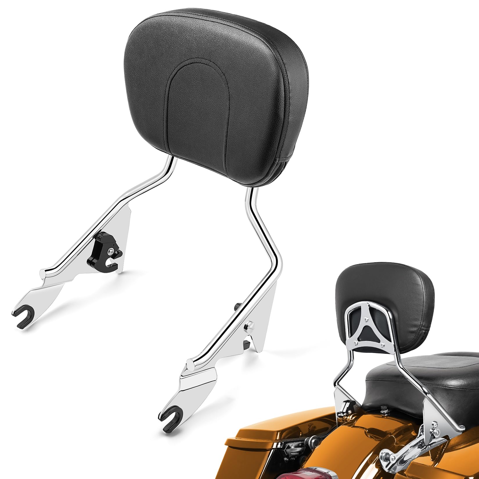 Pbymt Detachable Passenger Backrest Fit For Harley Touring, Quick Release Sissy Bar Compatible With Harley Davidson Street Glide