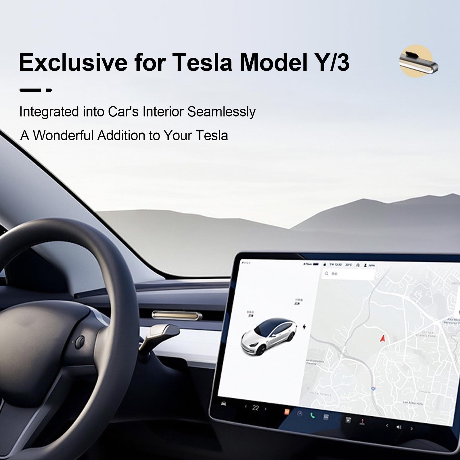 Coslake Car Air Freshener In Vent For Tesla Model Y/3 Accessories, Air Fragrance Diffuser Set Includes 6 Long-Lasting Fragrance Sticks + 2 Diy Stick