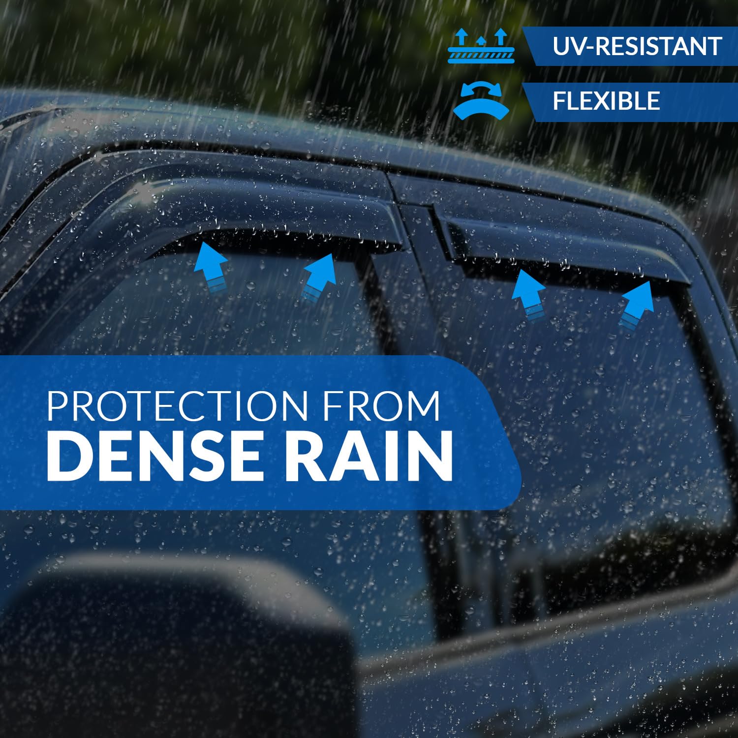 TuningPros WV-449 Window Visor Deflector Rain Guard Dark Smoke 4-pc Set