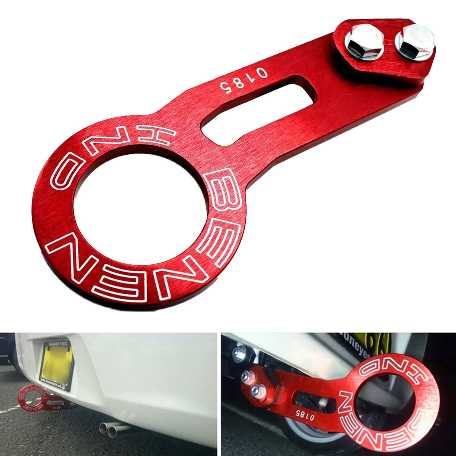 Heart Horse Aluminum Tow Hook Ring - JDM Quick Release Trailer Accessory, Red, Model sku1172