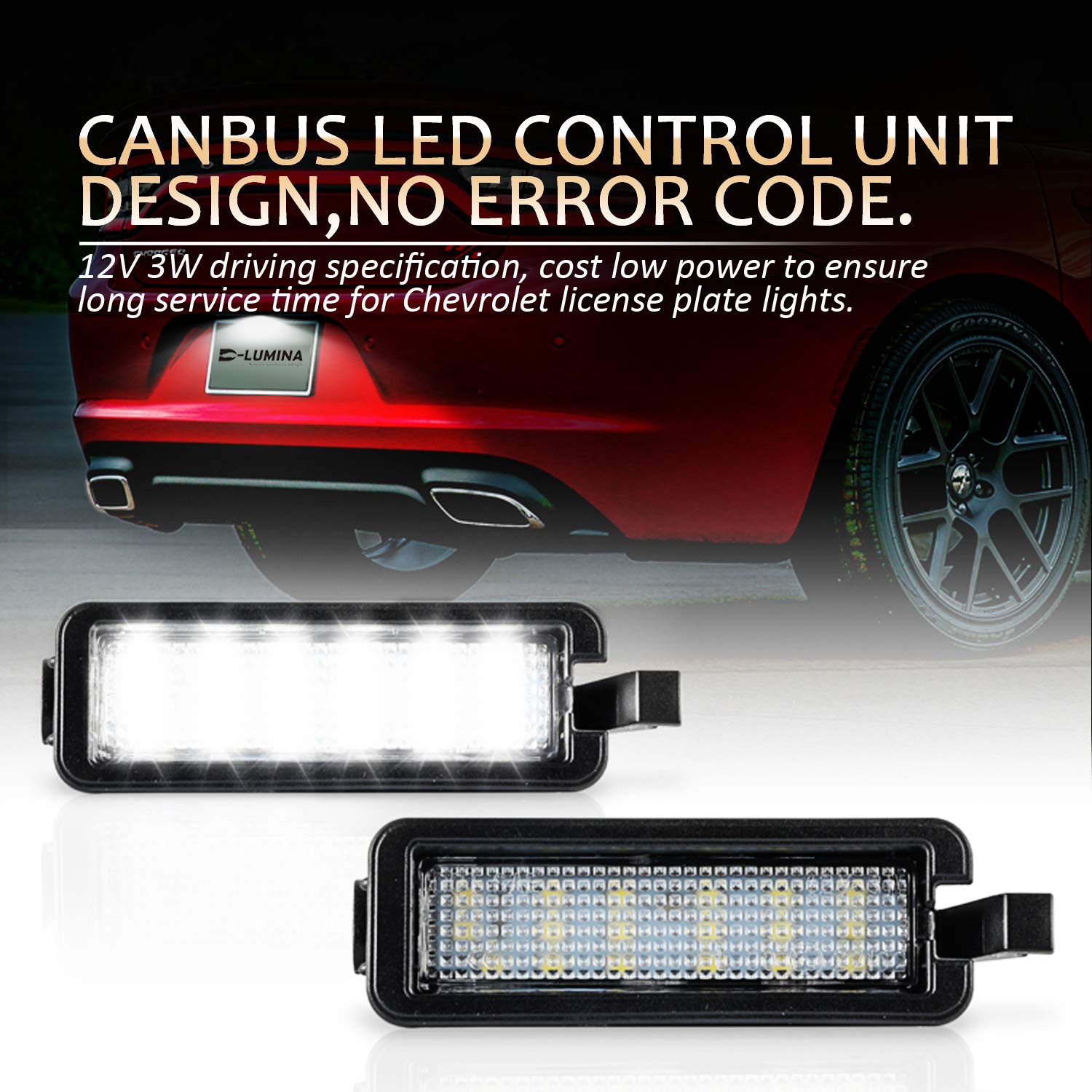 D-Lumina Led License Plate Light Tag Lamp Assembly Compatible With 2015-2023 Dodge Charger Challenger Chrysler 300 Pacifica And