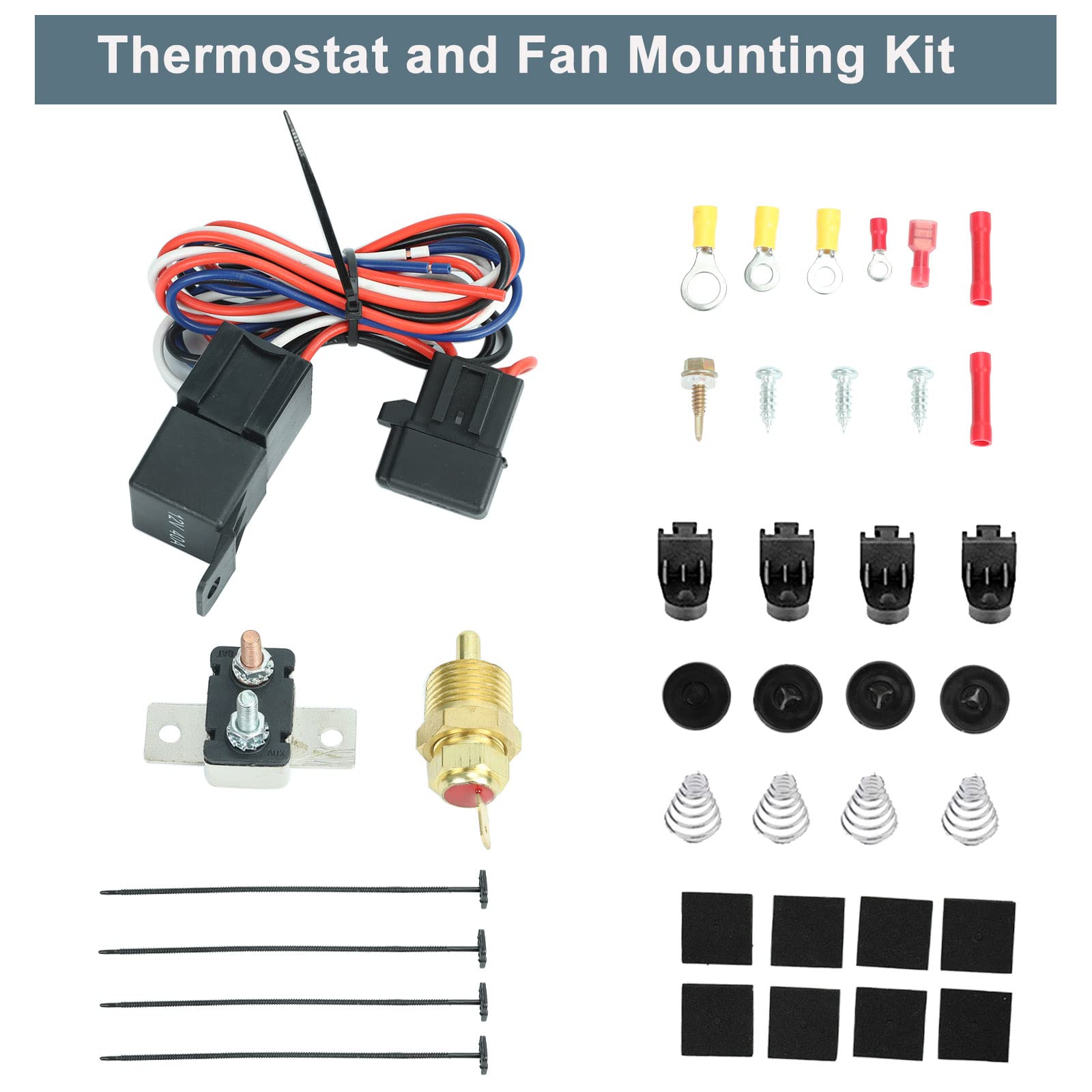 10'' Universal Slim Fan Push Pull Electric Radiator 12V 80W High Performance Cooling Fan With Thermostat Wiring Switch Relay Mou