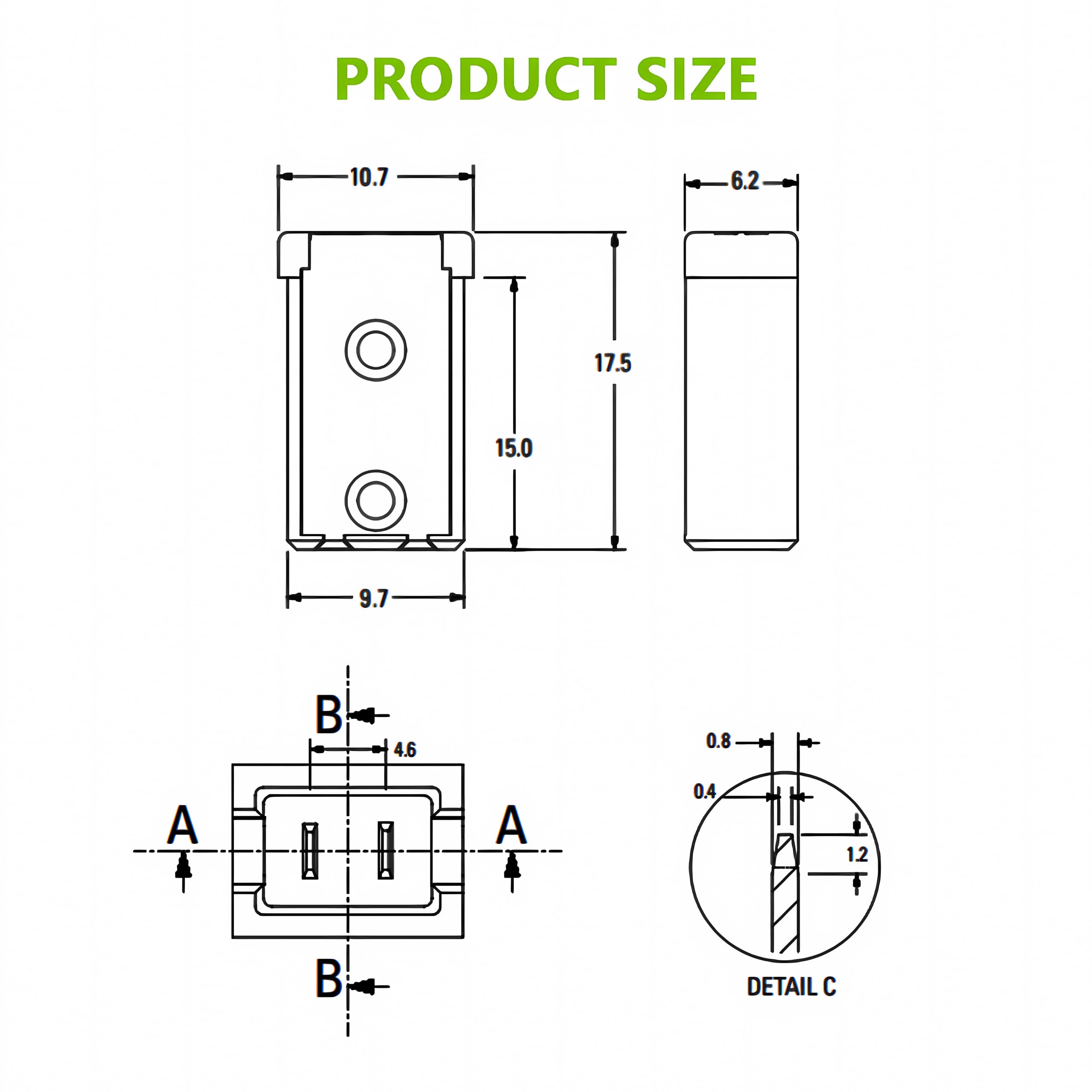 EPLZON 15A 32V Mini Automotive MCASE Shaped Cartridge Fuse Kit(Pack of 6pcs,15A)