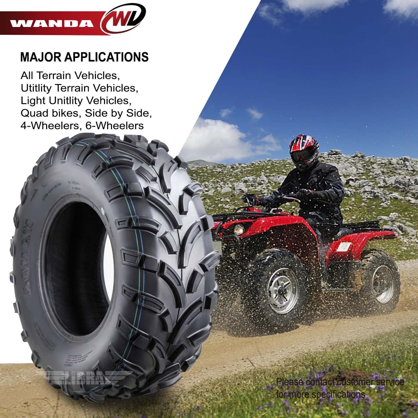 Wanda High Load Atv/Utv Tires 25X11-12 6Pr Lit Mud, Set 4