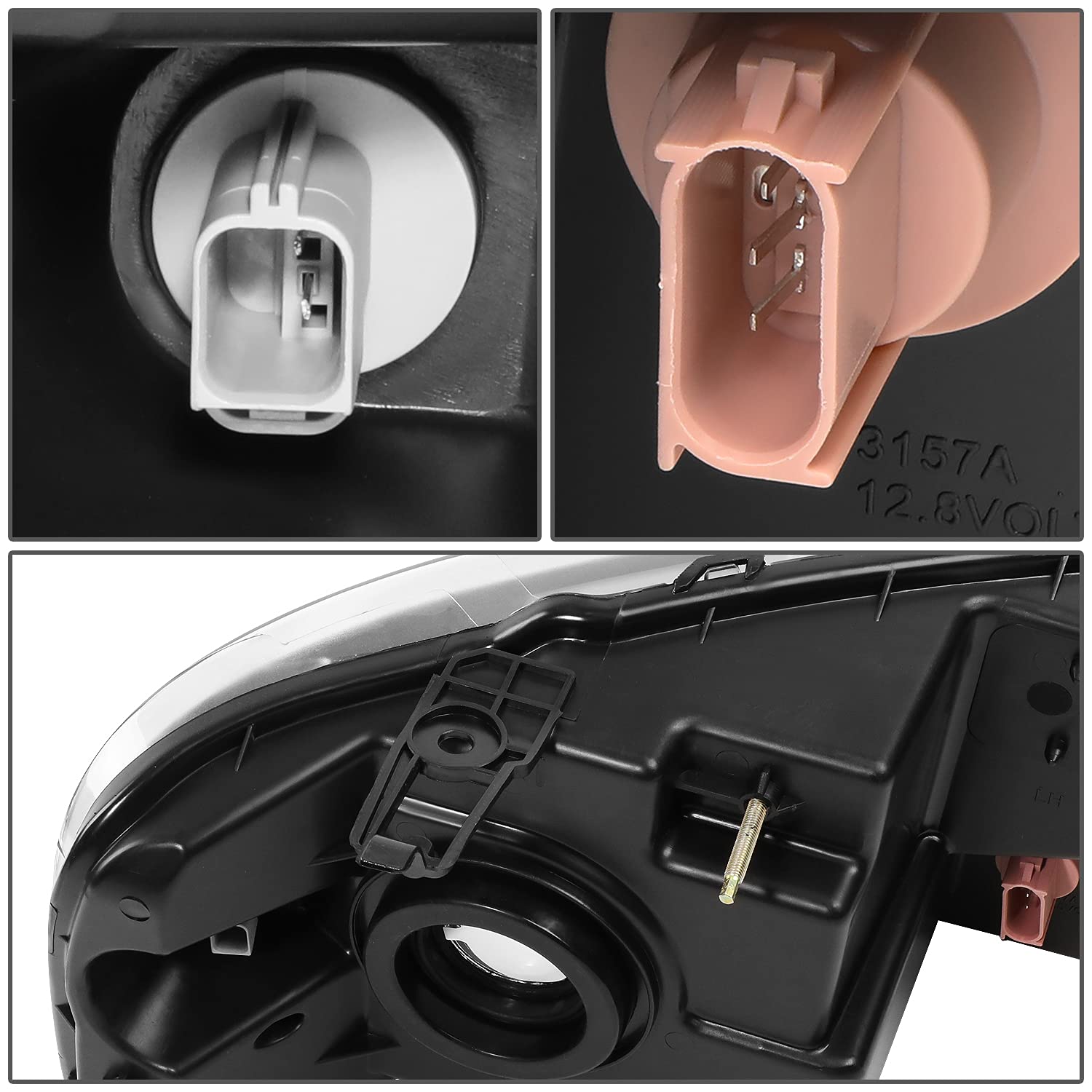 DNA MOTORING Black Amber Headlights Replacement for 04-08 F-150/06-08 Mark LT, Model HL-OH-F1504-BK-AM