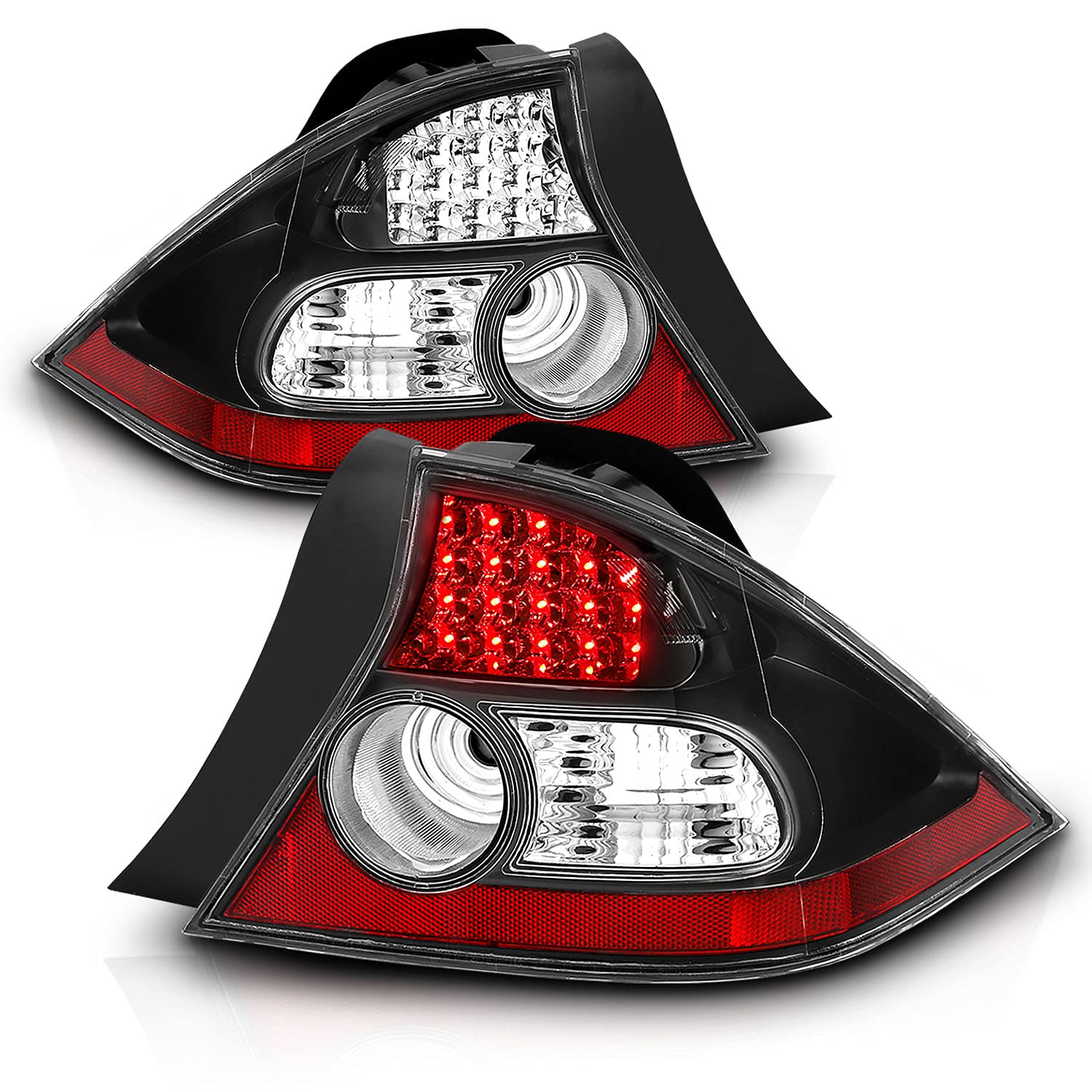 AmeriLite L.E.D Taillights for Honda Civic - Black, Driver & Passenger Side