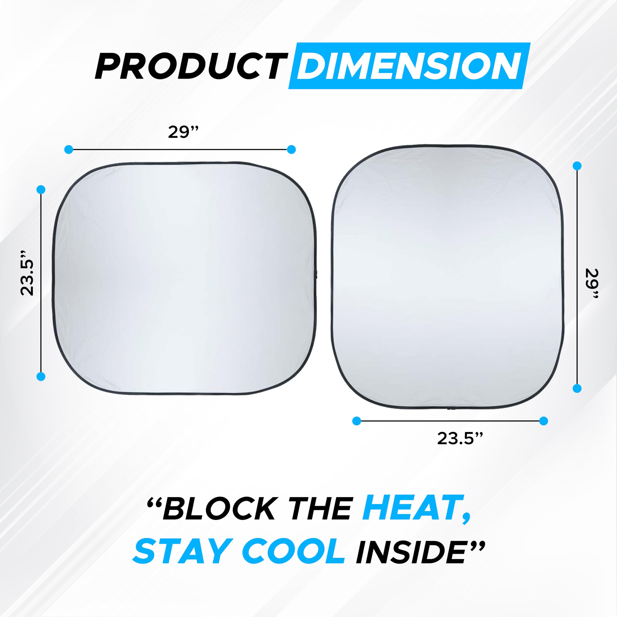 Autovir 2 Piece Car Windshield Sun Shade Foldable | Durable Polyester Windshield Sunshade Blocks Sun, Heat, and UV Rays | Sunsha