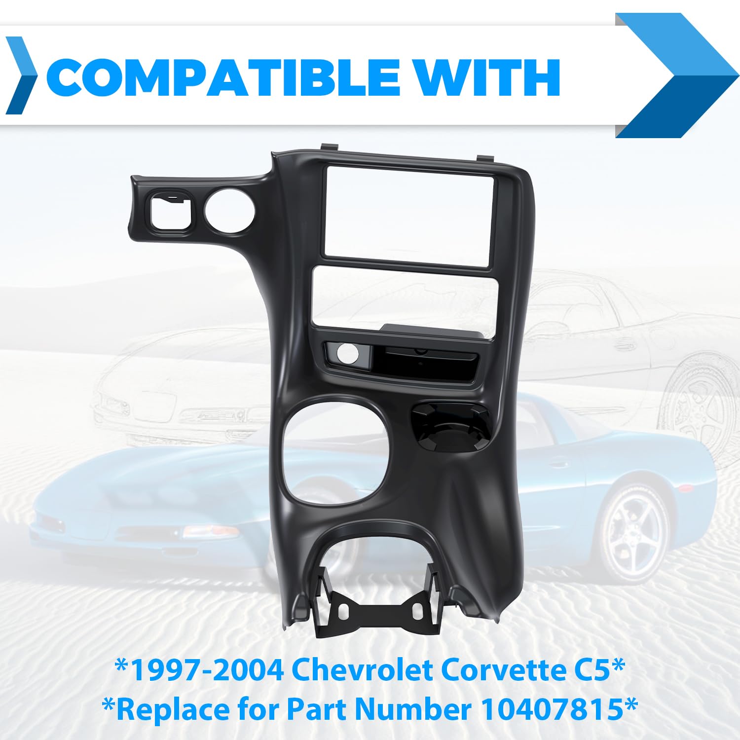 ECOTRIC Double Din Stereo Dash Installation Kit for 1997-2004 Chevrolet Corvette C5 Replace for Part Number 10407815
