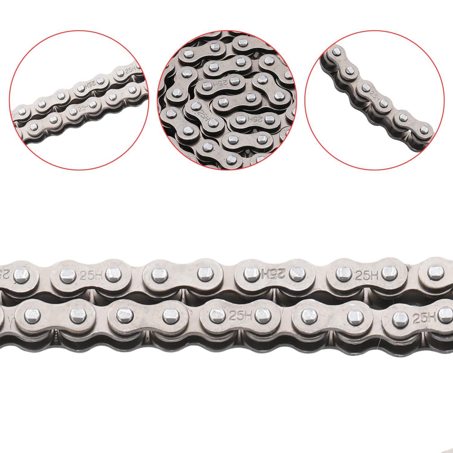 KAMIER #25 Roller Chain 96 Links with 5pcs Master Links Heavy Duty for Razor E300 E325 E300S Kids Electric Scooter PR200 Pocket