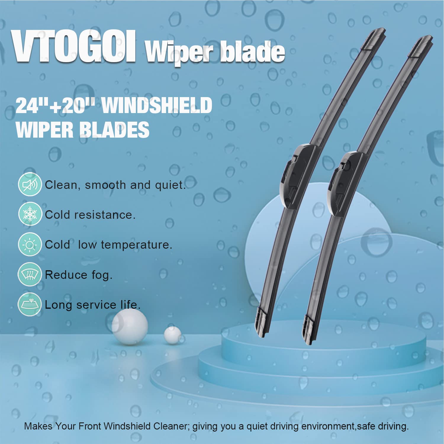 Vtogoi Wiper Blades With Rear Wiper Blades Set For Kia Soul 2010-2019,Automotive Replacement Windshield Wiper Blades, That Meet
