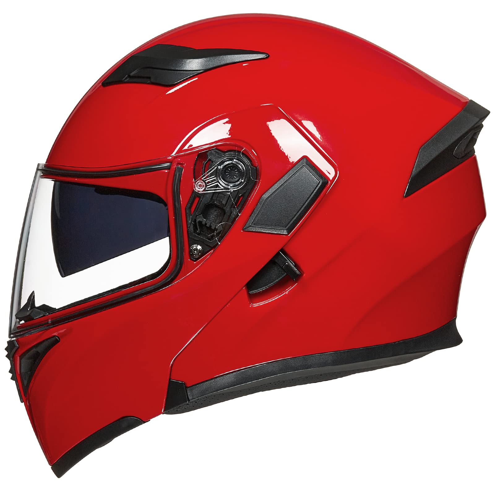 Ilm Motorcycle Dual Visor Flip Up Modular Full Face Helmet Dot 6 Colors Model 902 (M, Bright Red)