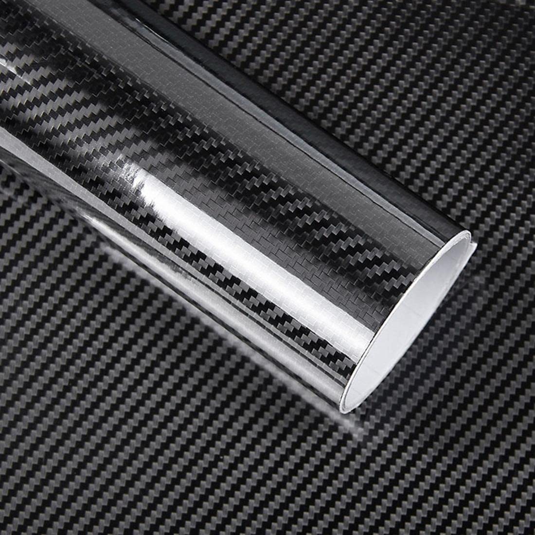 Lzlrun 5D Black Carbon Fiber Vinyl Wrap - Outdoor Rated For Automotive Use - 2Ft X 5Ft Knife + Squeeggee