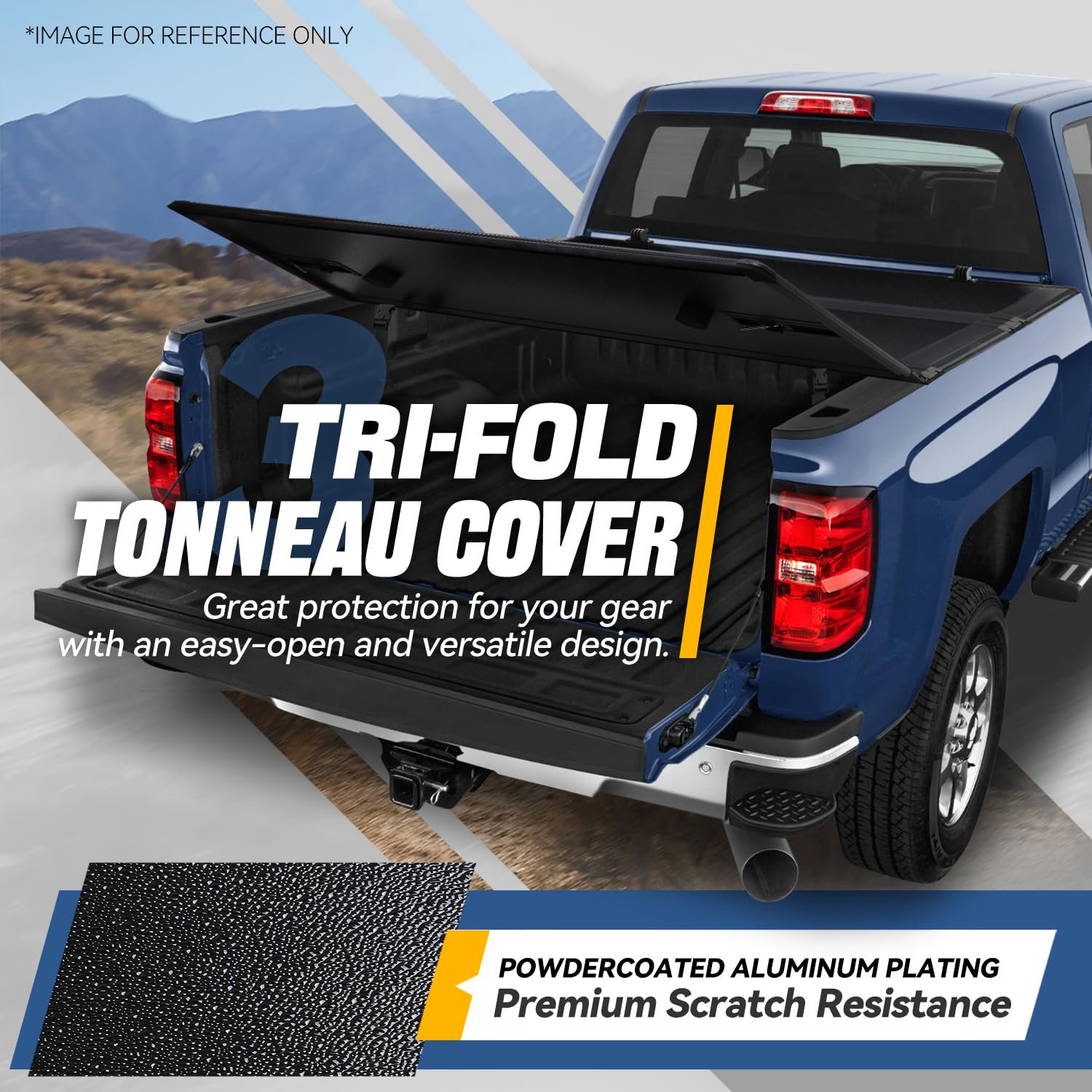 Auto Dynasty Soft Tri-Fold Tonneau Cover for 1989-2004 Toyota Pickup/Tacoma, 6.3Ft Bed, Matte Black Vinyl