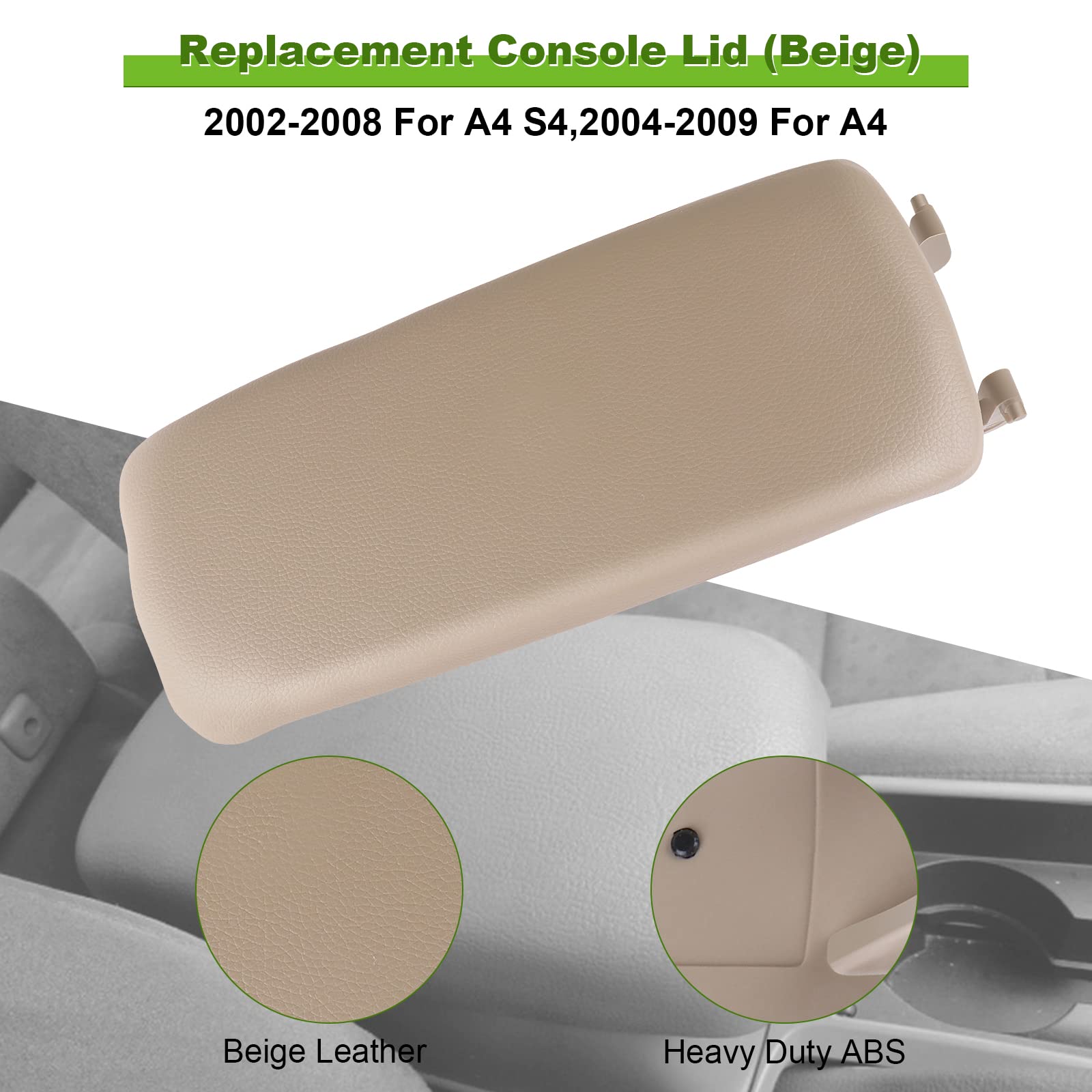 Scitoo Auto Beige Armrest Center Console Lid Skin Cover With Base Replacement Fit For 2000-2008 For Audi A4 A6 S4