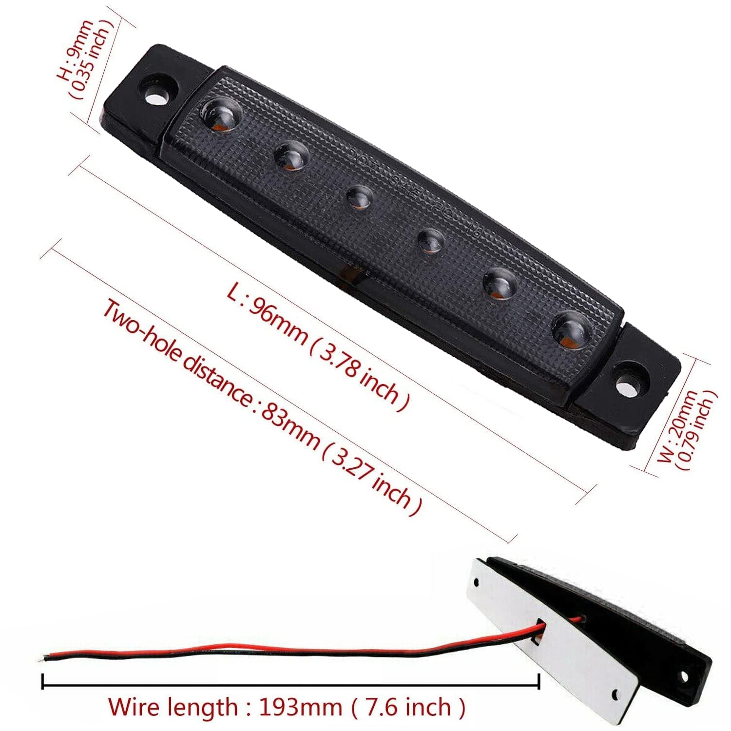 10Pack 12V Smoked Blue Led Trailer Marker Lights 3.8 '' Side Marker Clearance Light Bar Front Rear Signal Indicator Light Strip