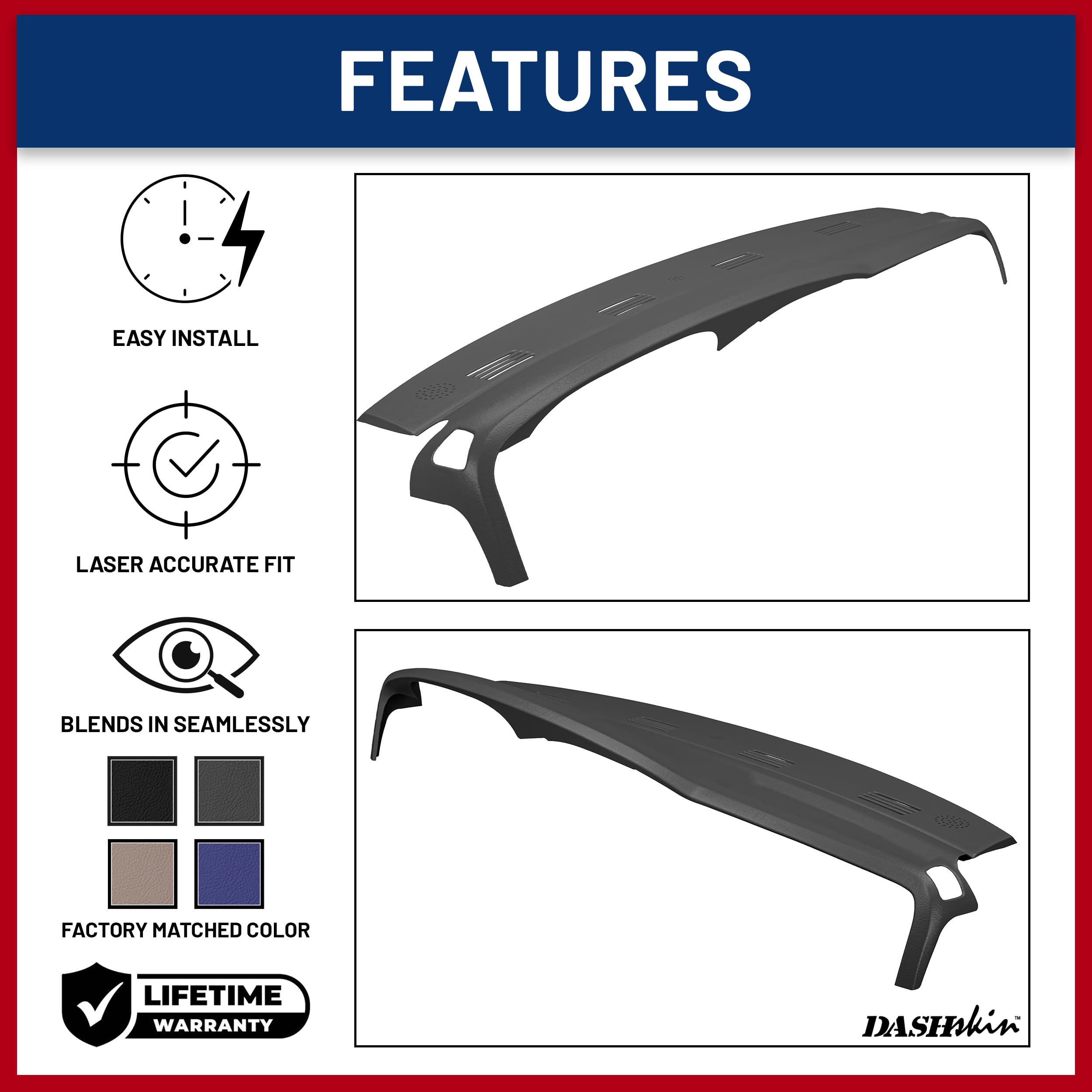 DashSkin One Piece Molded Dash Cover for 2002-2005 Dodge Ram, Dark Slate Grey, Model 0205DR1, Made in USA