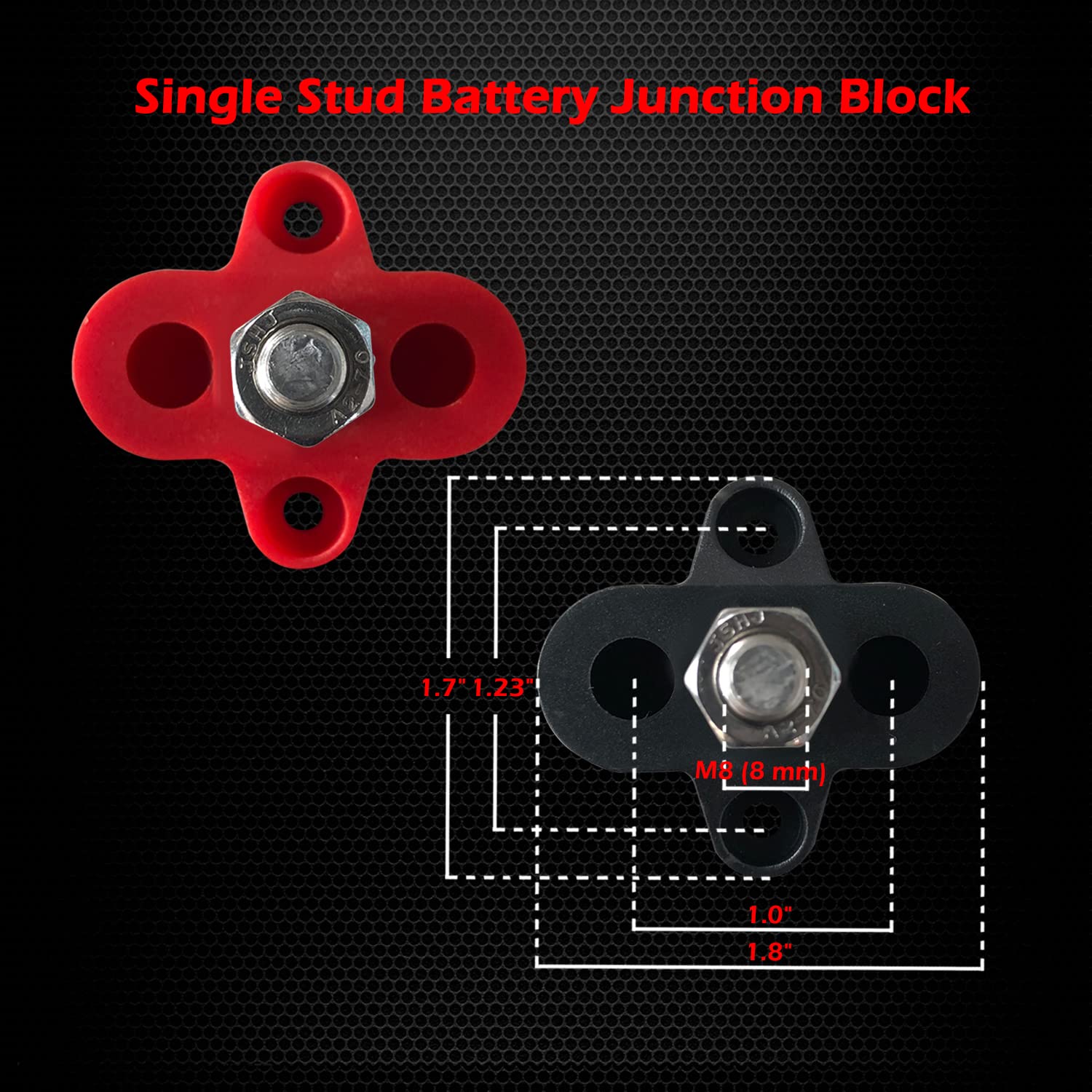 5/16'' Single Stud Battery Junction Posts, Ampper M8 Heavy Duty Power And Ground Junction Block Power Distribution Studs Termina