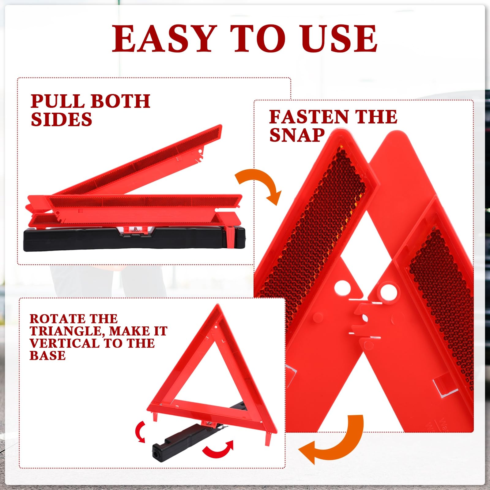 Kanayu Warning Triangle Dot Approved Foldable Emergency Safety Warning Triangles Reflective Road Safety Triangle With Carrying C