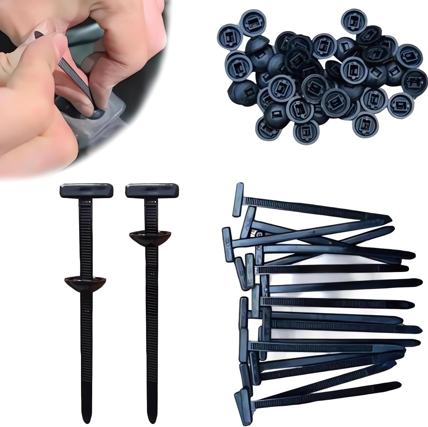 100PCS Nylon Universal Cable Tie Buckle, Heavy Duty Self Locking Nylon Zip Ties, 2025 Upgrade Multipurpose Plastic Cable Ties To