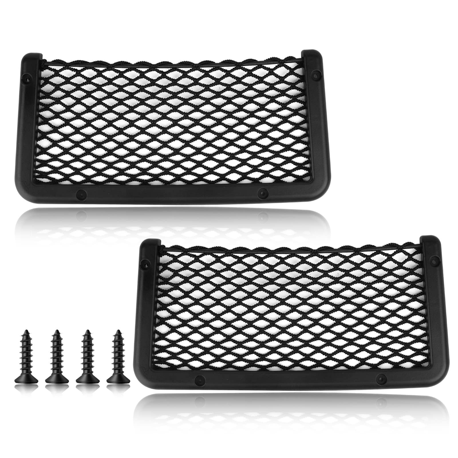 4 Pieces ABS Plastic Frame Automotive Cargo Nets Car Net Pocket Phone Car Mesh Net Holder RV Storage Boat Cargo Pocket Organizer
