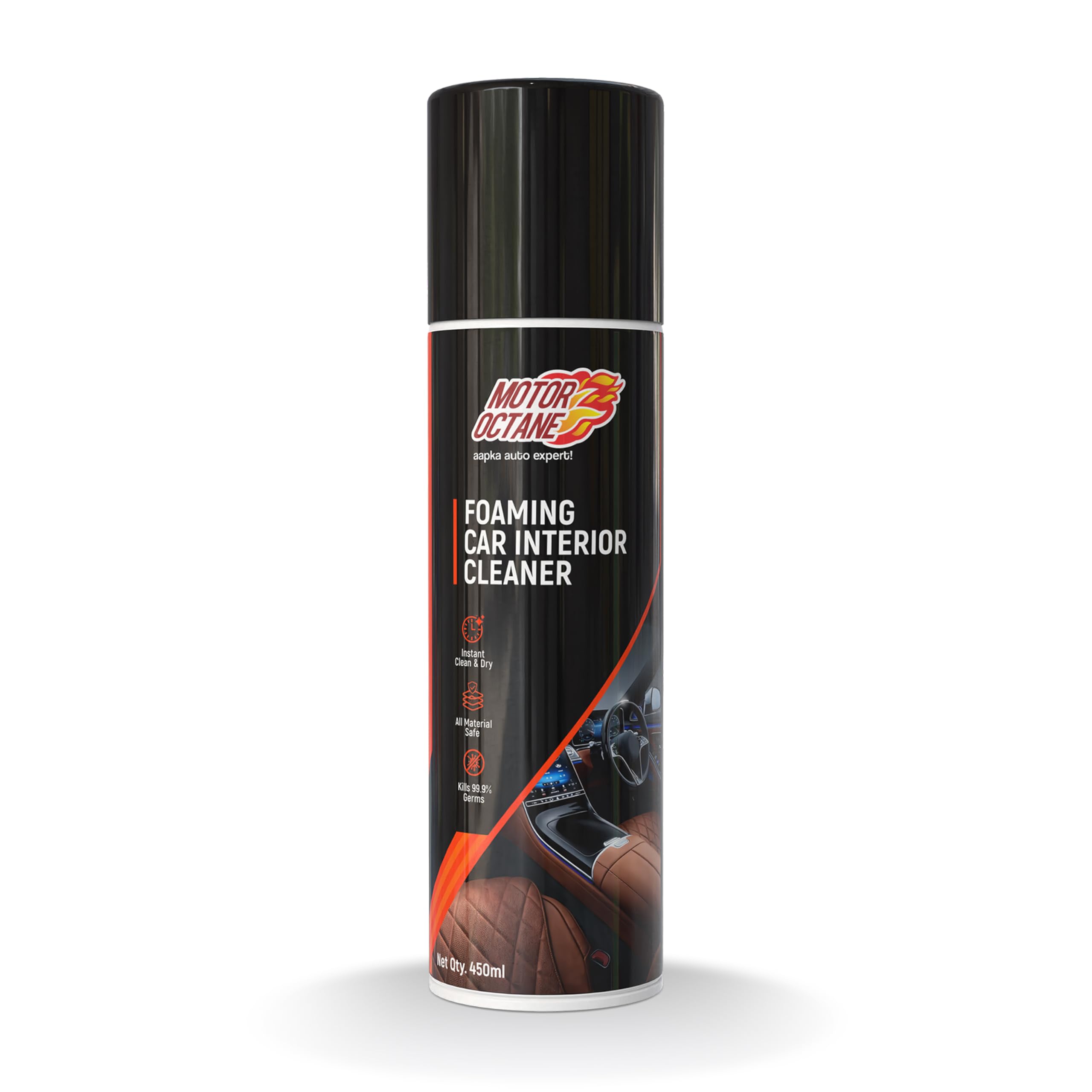 Motoroctane Foaming Car Interior Cleaner | 450Ml (485G) | Kills 99.9% Germs | MultiSurface Cleaner For Upholstery, Dashboard, L