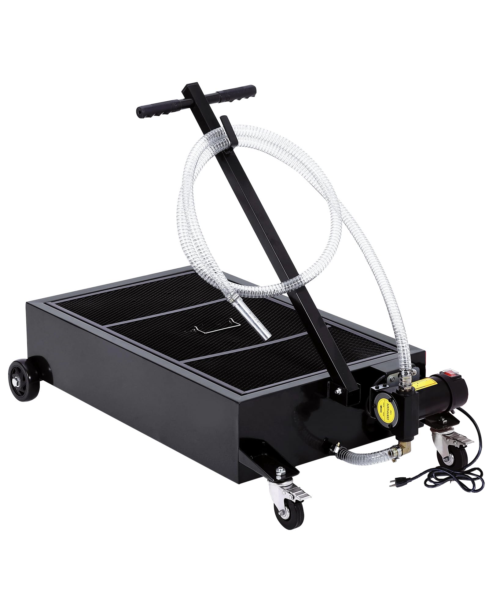 GarveeTech Low Profile Oil Drain Pan 110V, 20-Gallon Metal Oil Change Pan Cart with 180W Electric Pump, 8FT Hose & Folding Handl