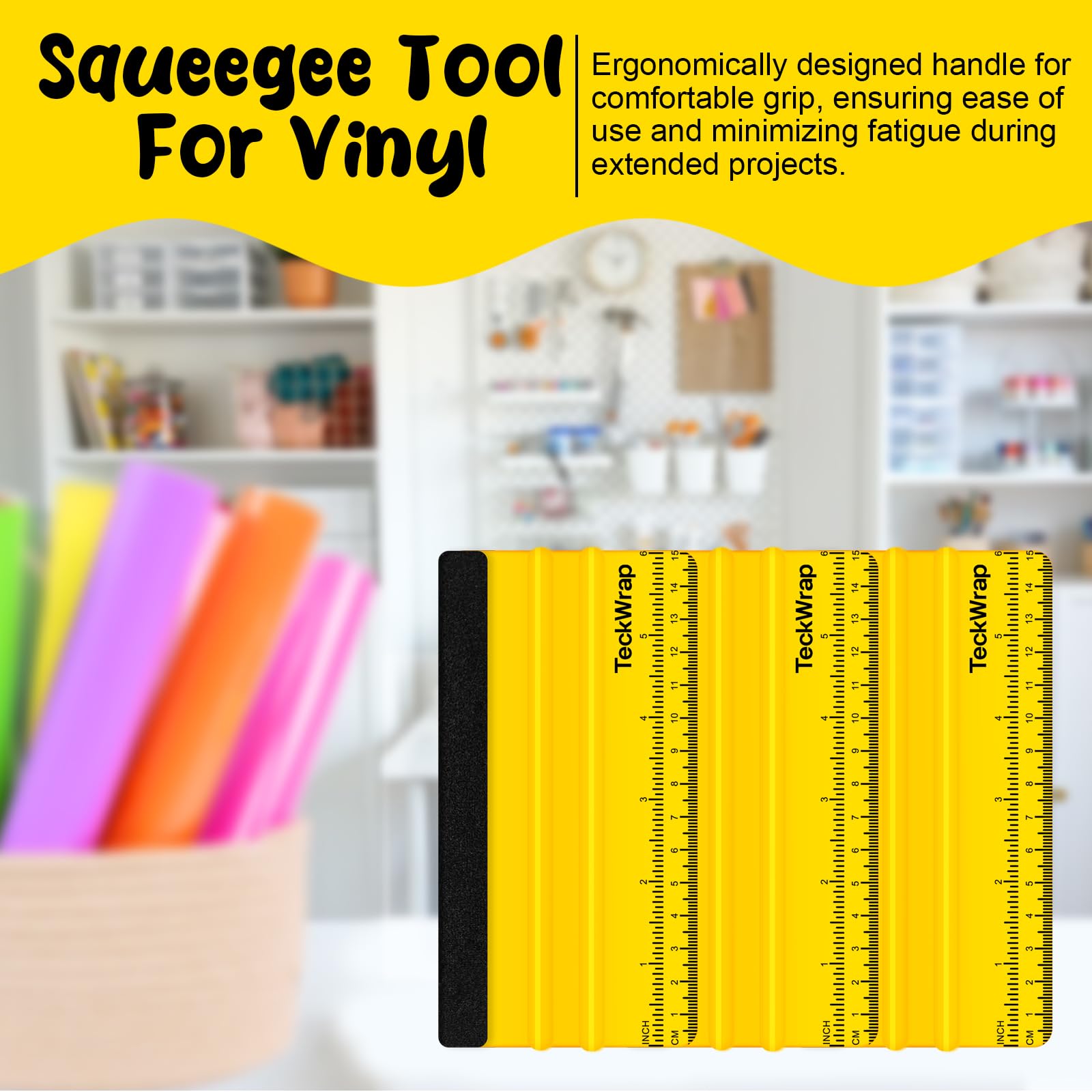 Teckwrap Squeegee For Vinyl Felt Squeegee Scraper Tool For Decals, Inkjet Sticker Paper, And Wallpaper - 6 ''X2.9 '', Scratch-Fr