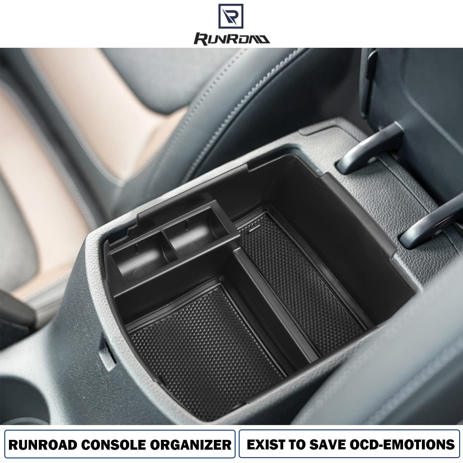RUNROAD Center Console Organizer Tray Compatible with 2020 2021 2022 2023 2024 Kia Seltos Accessories, ABS Insert Tray Secondary