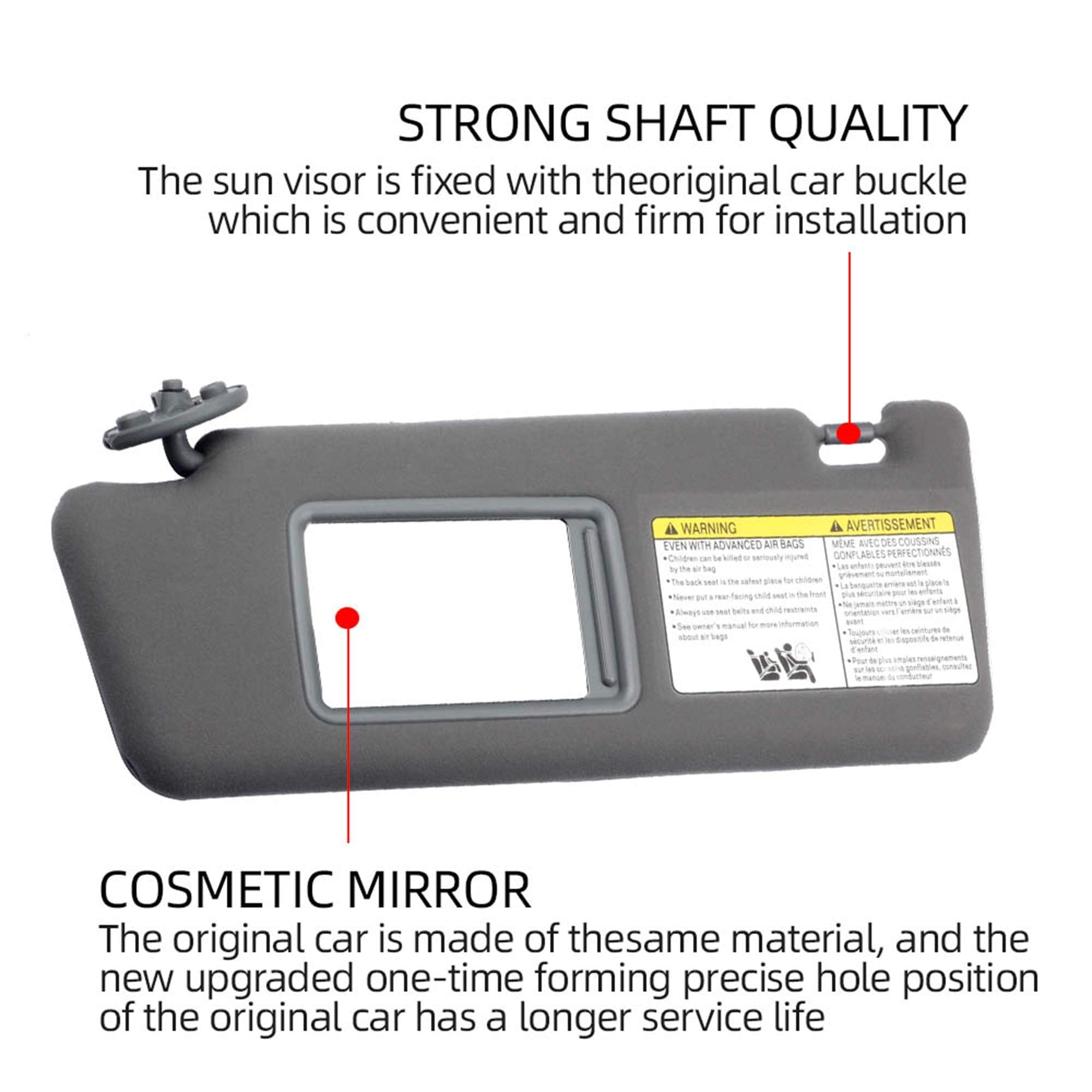 Dasbecan Left Driver & Right Passenger Side Sun Visor Compatible With Toyota Tacoma 2005-2012 2013 2014 2015 74320-04181-B1 7432
