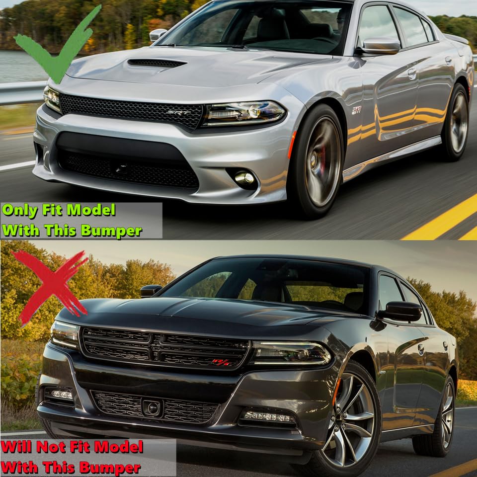 MUTUSAISI Matte Black Front Bumper Lip Splitter Kit for Dodge Charger SRT/Hellcats/Scat Pack 2015-2023, Plastic Body Kit Accessories