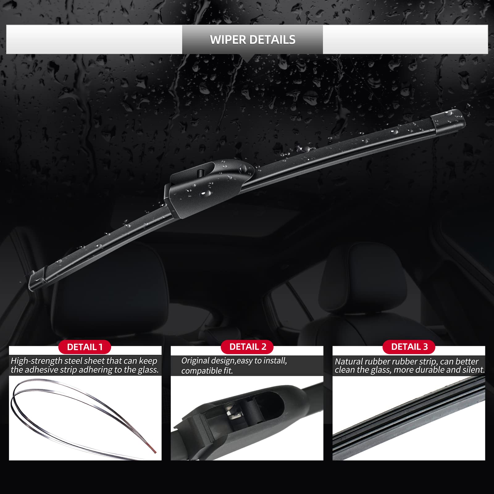 GARDIMU Replacement Rear Wiper Blade Arm Set for Jaguar F-PACE 2017-2023 - Durable Plastic Assembly
