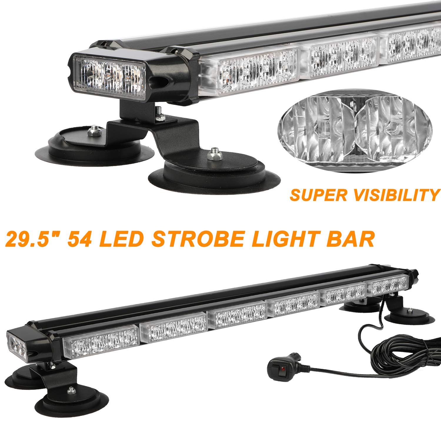 Aspl 29.5 '' 54 Led Strobe Light Bar Double Side Flashing High Intensity Emergency Warning Flash Strobe Light With Magnetic Base