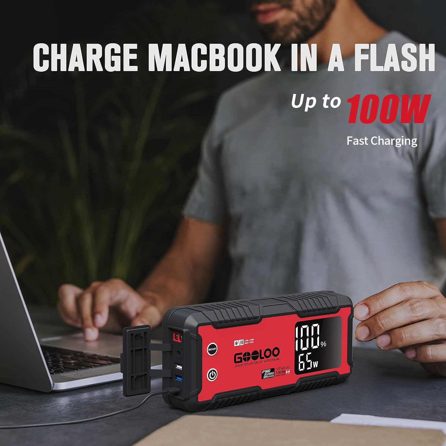 GOOLOO GT4000 Car Jump Starter 4000A 26800mAh Portable Battery Booster -40℉ Pre-Heating, Red