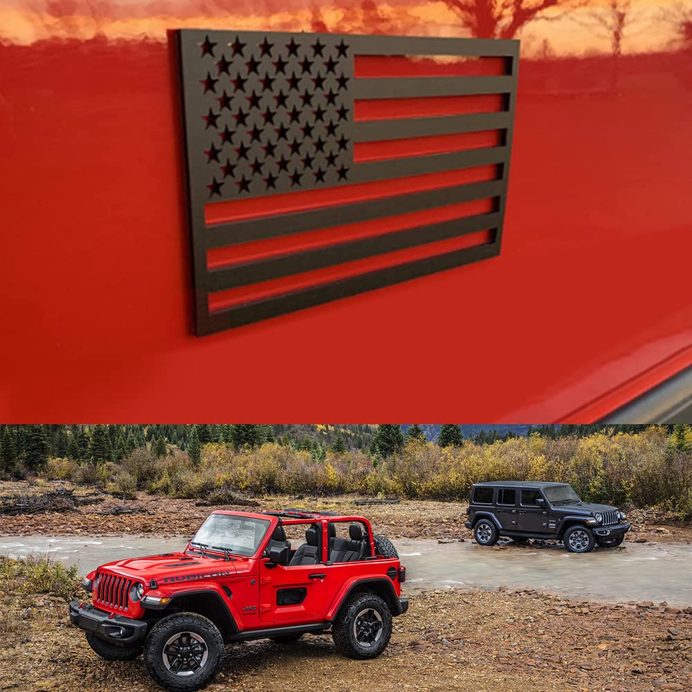 Vagurfo 1 Pair American Flag Metal Car Sticker,Universal Car Stickers Metal American Flag Emblem Sticker Decal,Auto Bumper 3D Us Stickers Decal Accessories (Cut Out 1 Pair)