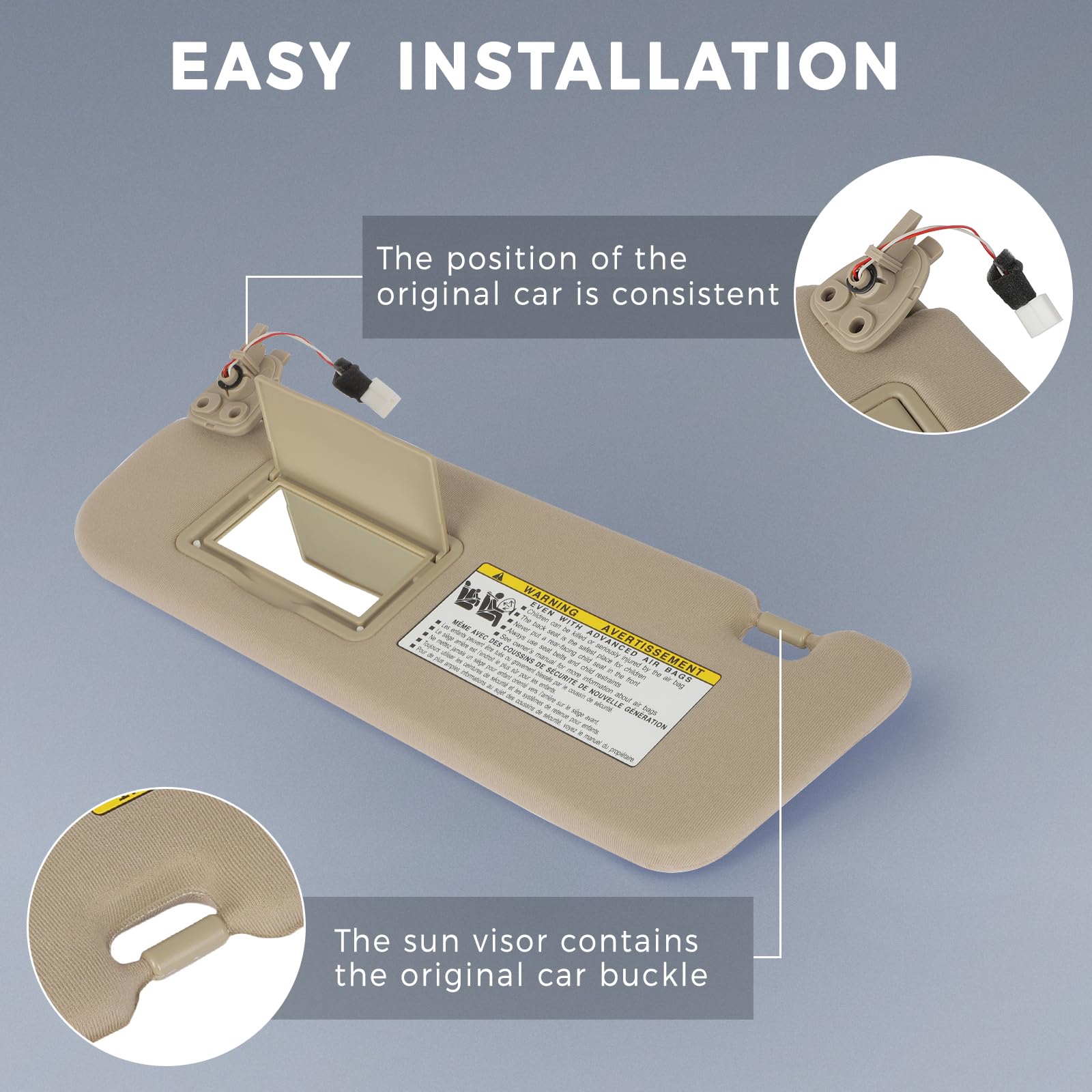Scitoo Left Driver Side Sun Visor Assembly With Sunroof Compatible For 2005 2006 2007 2008 For Hyundai Sonata Beige Car Sun Viso