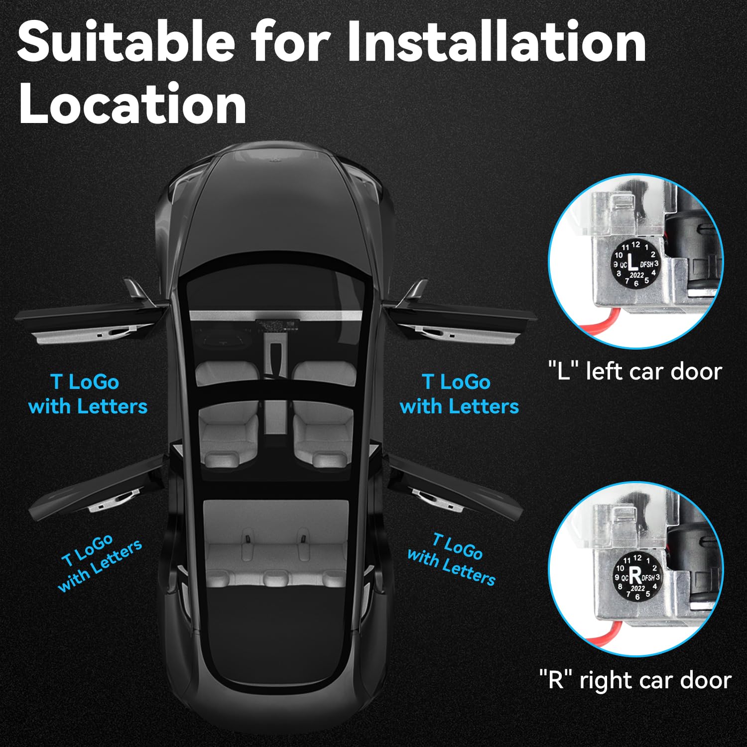 Farmogo Door Lights Logo Projector Puddle Lights Ultra-Bright Welcome Step Light, Never Fade Tesla Puddle Lights Compatible With